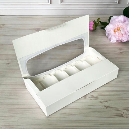 Karton mit Fenster für Eclairs und Eis, 31 x 14,5 x 5 cm, 5 Stk