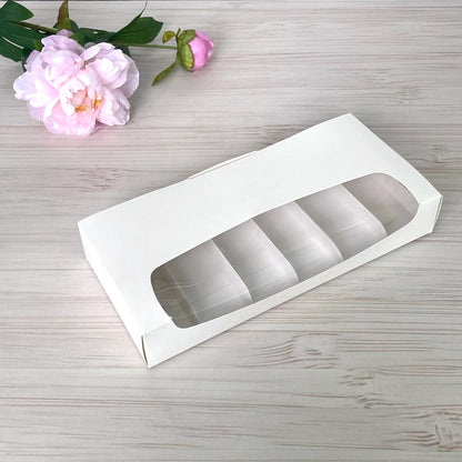 Karton mit Fenster für Eclairs und Eis, 31 x 14,5 x 5 cm, 5 Stk