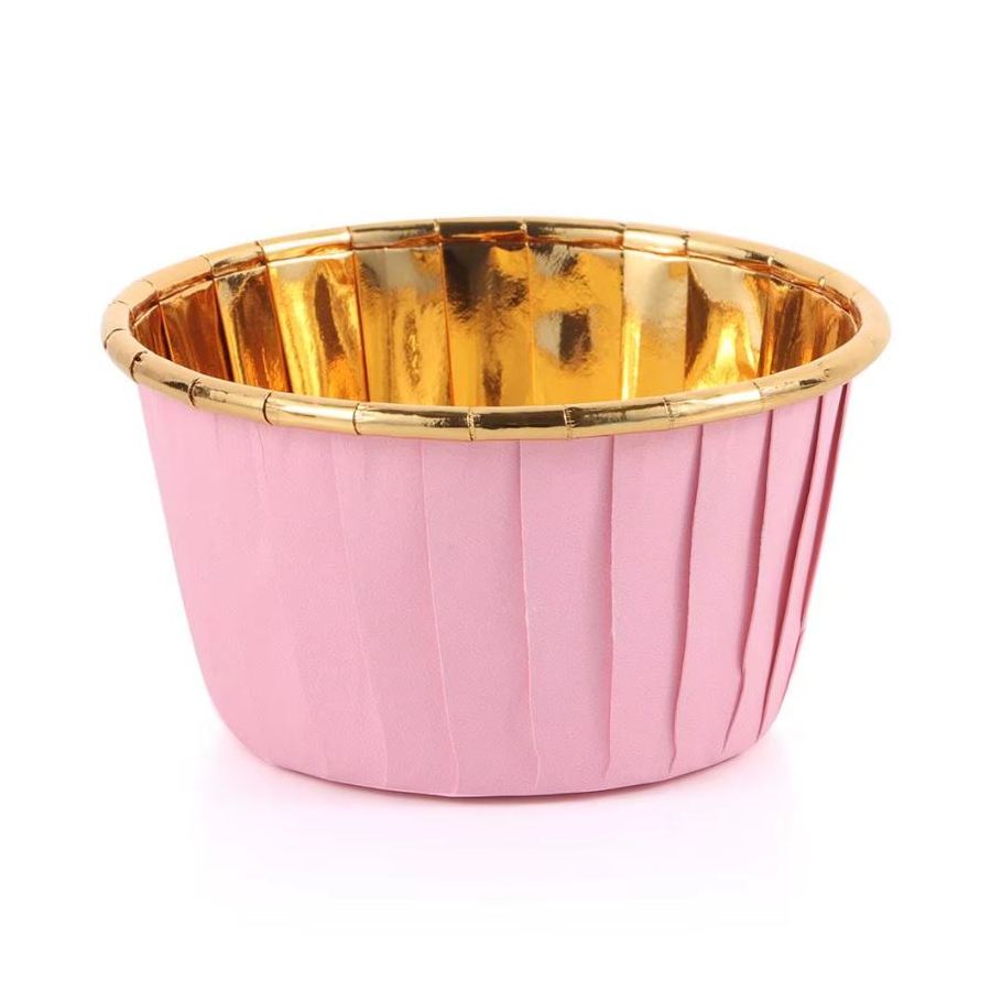 Cupcake / Muffin Backförmchen, 25 Stk – rosa/gold
