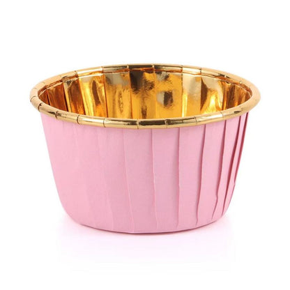Cupcake / Muffin Backförmchen, 25 Stk – rosa/gold