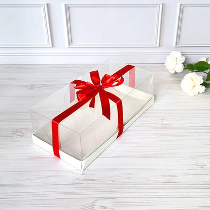 Transparente Kuchenbox 300x150x100 mm (für Biskuitrolle, Stollen)/PET