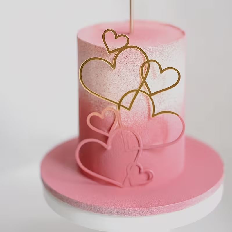Cake Topper Herz Big, Gold/Silber (Dekor 23)