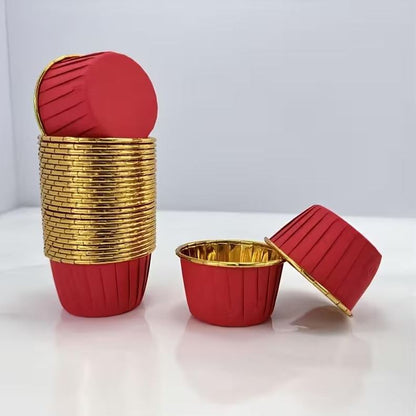 Cupcake / Muffin Backförmchen, 25 Stk – Rot/gold