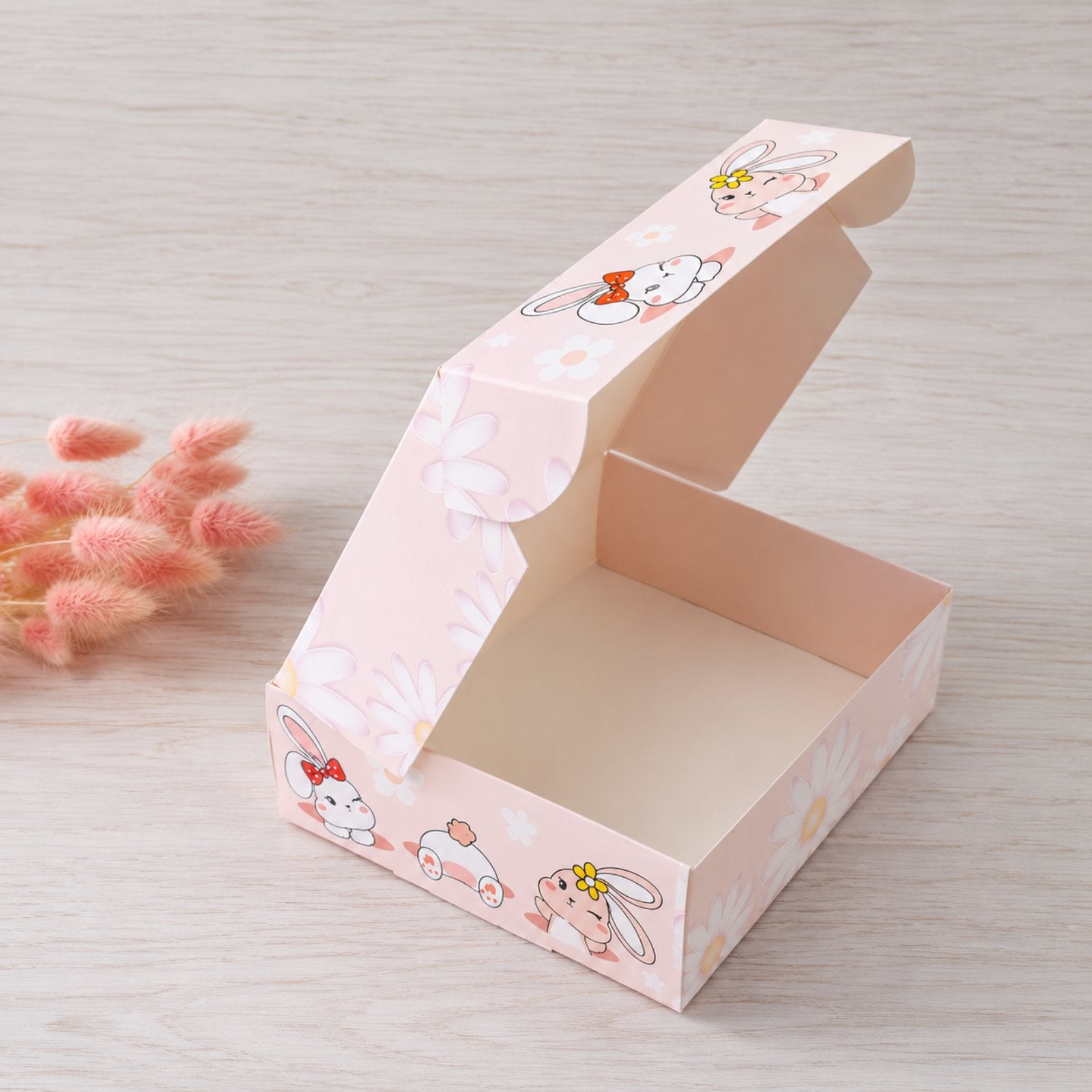 Box für Desserts mit Fenster 20x20x7 cm Häschen, 5 Stück
