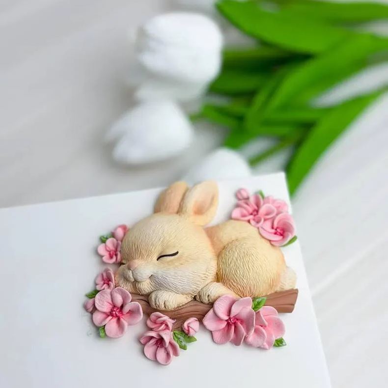 Silikonform Hase auf Zweig 2D
