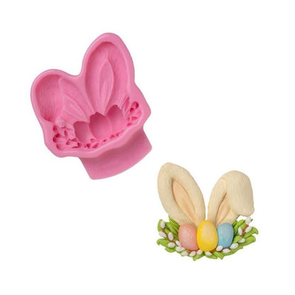 Silikonform Mini-Hasenohren mit Eiern