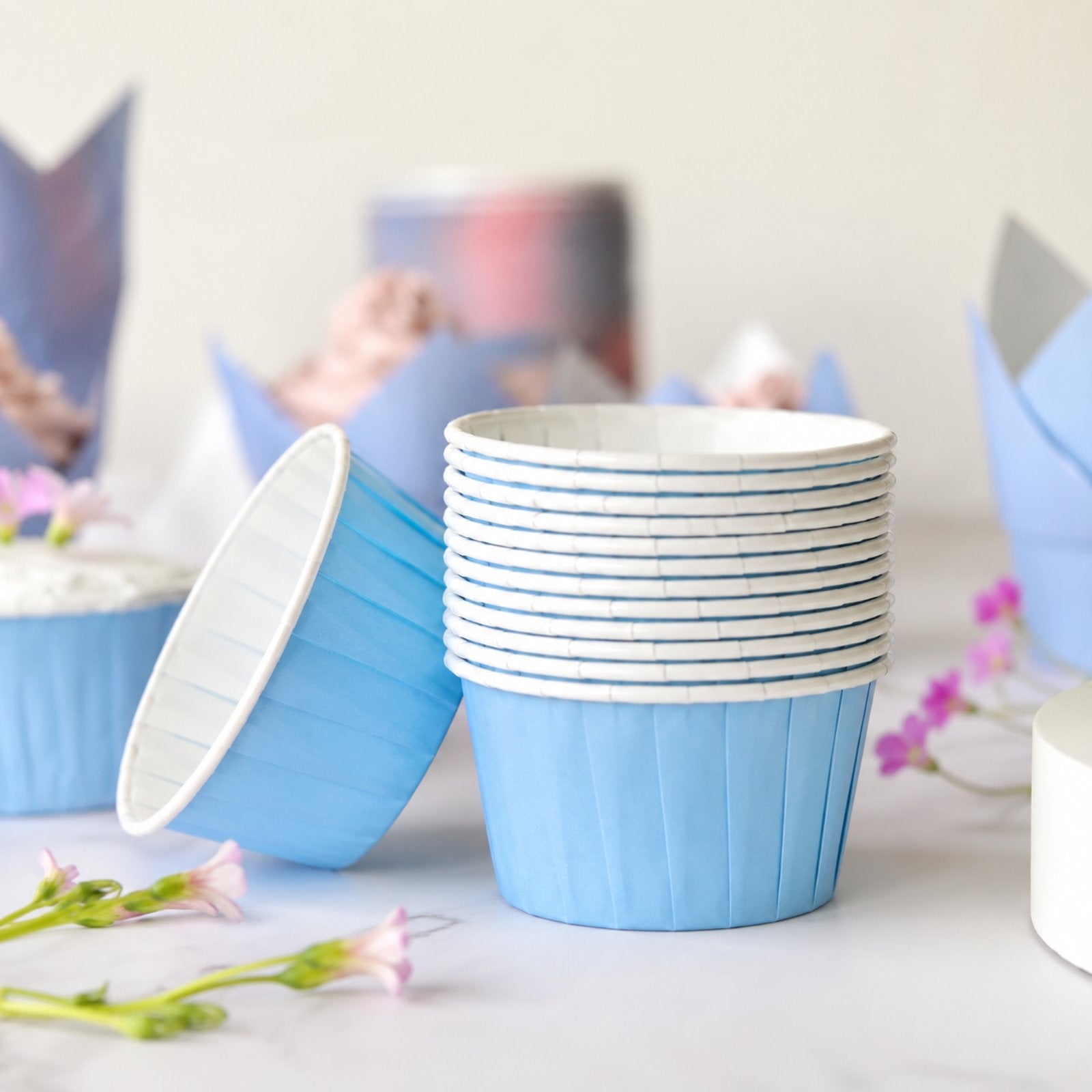 Cupcake / Muffin Backförmchen, 25 Stk – Blau/weiß