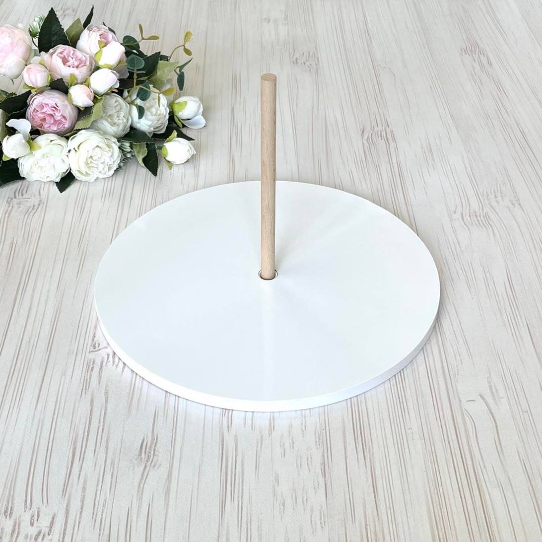 Set: Mehrstöckiger stabiler Tortenboden D30 cm (Weiß, H10 mm, Loch 12 mm) + Tortenmittelachse
