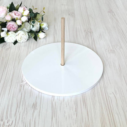 Set: Mehrstöckiger stabiler Tortenboden D30 cm (Weiß, H10 mm, Loch 12 mm) + Tortenmittelachse