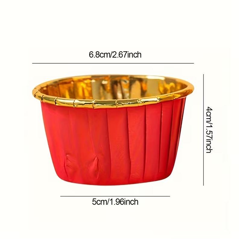Cupcake / Muffin Backförmchen, 25 Stk – Rot/gold