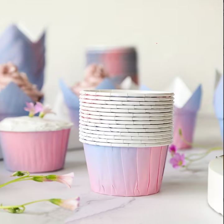 Cupcake / Muffin Backförmchen, 25 Stk –  Rosa-Lila-Farbverlauf