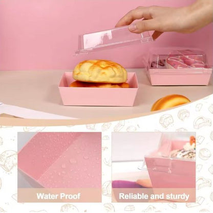 Transparente Dessertbox, 12×11×6,5 cm, rosa, laminiertes Karton, 10 Stk