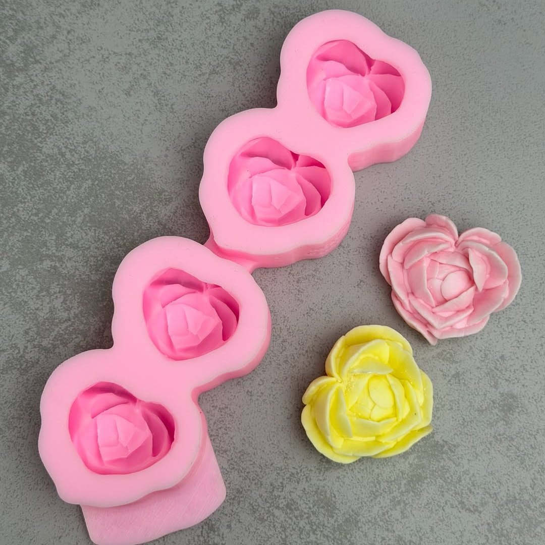 Silikonform Rosenherzen 3D