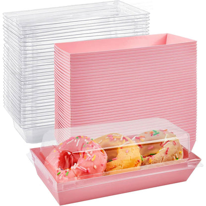 Transparente Dessertbox, 17×7×6,5 cm, rosa, laminiertes Karton, 10 Stk