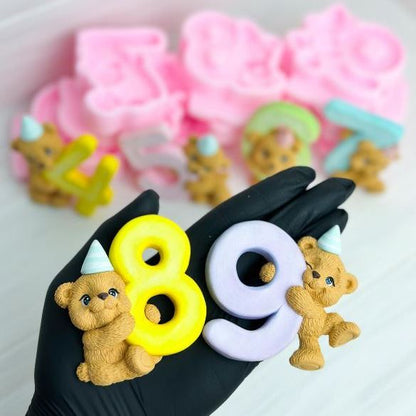 Silikonform Nummer 8 mit Bär 3D