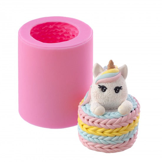 Silikonform Einhorn im Korb 3D