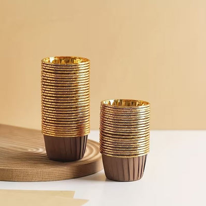 Cupcake / Muffin Backförmchen, 25 Stk – Braun/gold
