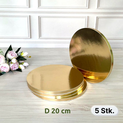 Tortenplatte Rund D20 cm (Gold, H12 mm), 5 Stück