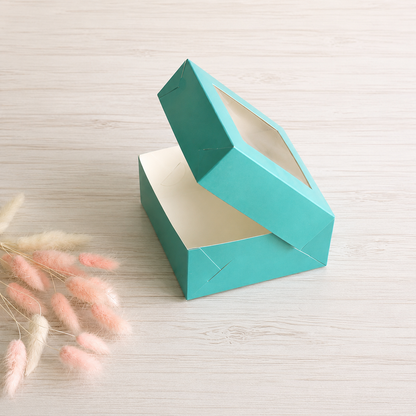 Box für Desserts mit Fenster 13x13x6 cm, Tiffany, 5 Stück