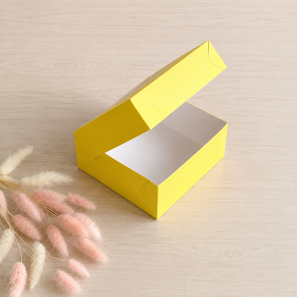 Box für Desserts mit Fenster 13x13x6 cm, Gelb, 5 Stück