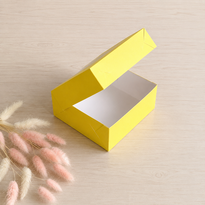 Box für Desserts mit Fenster 13x13x6 cm, Gelb, 5 Stück