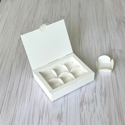 Schachtel für 6 Pralinen, Weiß, 110x145x30 mm, 5 Stk