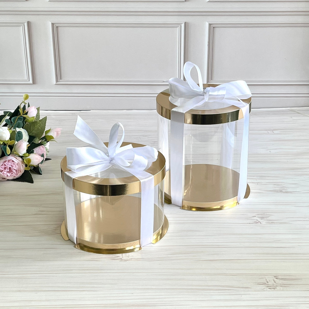 Box Verpackungsschachtel Transparent  Rund GOLD
