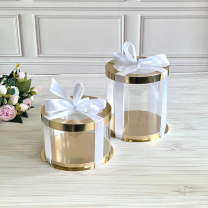 Box Verpackungsschachtel Transparent  Rund GOLD