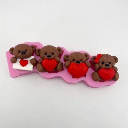 Silikonform Bären mit Herzen (Süßigkeiten)