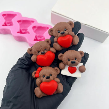 Silikonform Bären mit Herzen (Süßigkeiten)