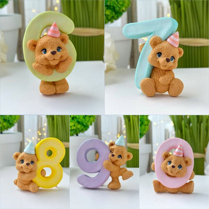 Silikonform Nummer 6 mit Bär 3D