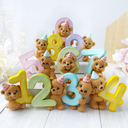 Silikonform Nummer 7 mit Bär 3D