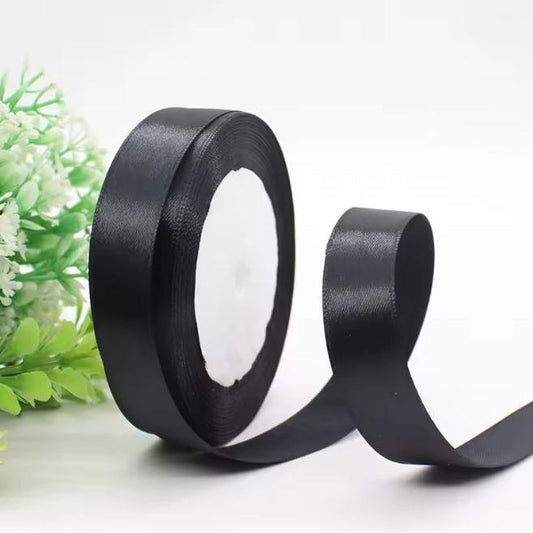 Satinband 2 cm Schwarz, 33 m Rolle