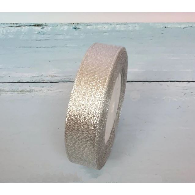 Brokatband 2 cm Silber/22,86 m Rolle