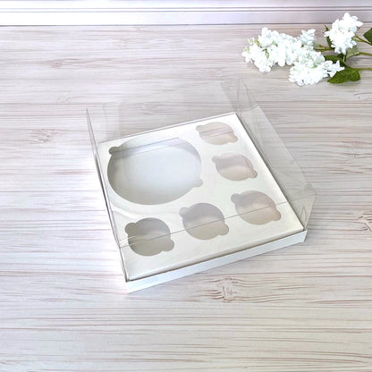 Transparent Box für 6 Desserts (Bento/cupcakes) 255x255x110 mm/PET