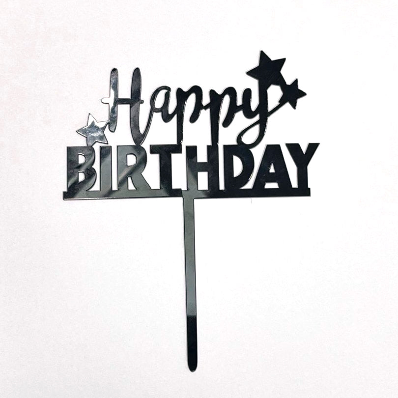 Cake Topper “Happy Birthday” Schwarz (Dekor 3)