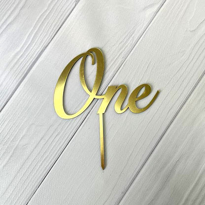 Cake Topper „One“ am Spieß, Gold (Dekor 14)